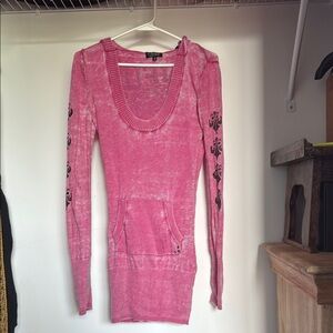Affliction Pink Fitted Tunic Blouse